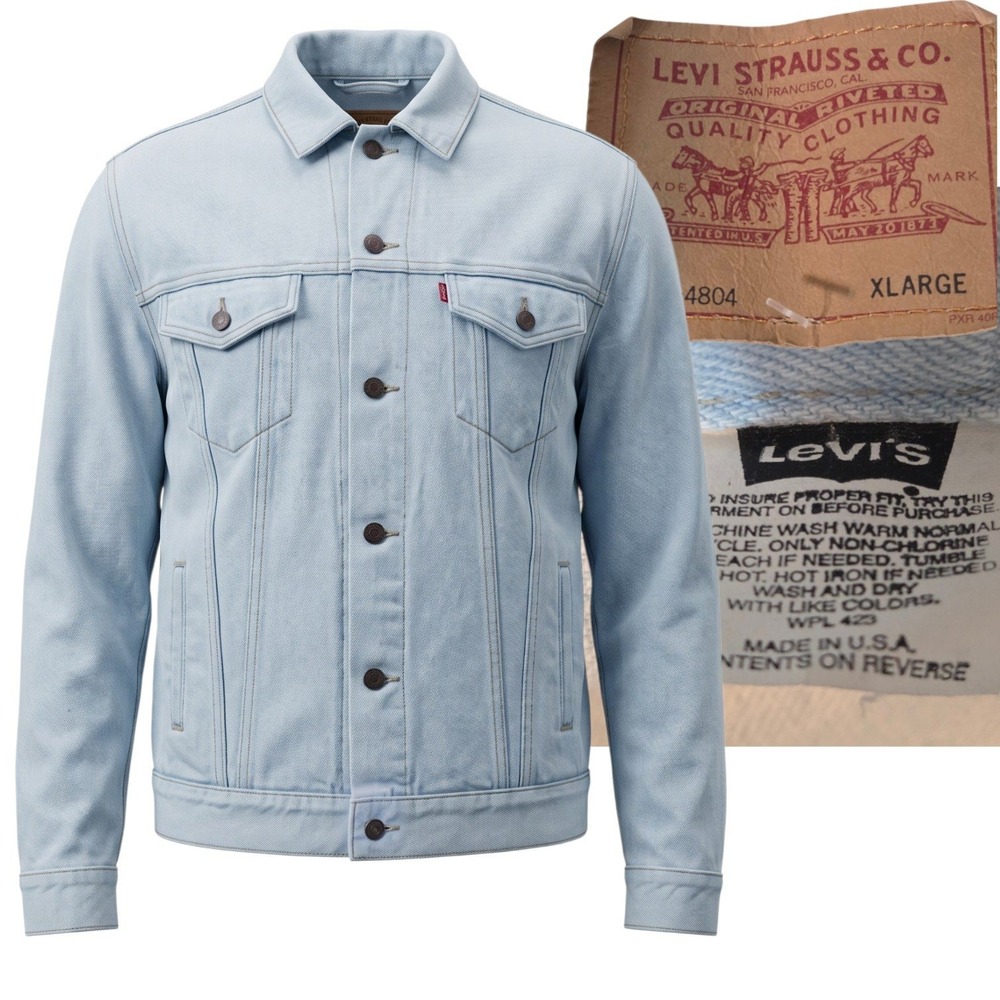 NEW VTG Levi's Denim Trucker 90S Jacket Men XL Light Blue 70507-4804 Made in USA
